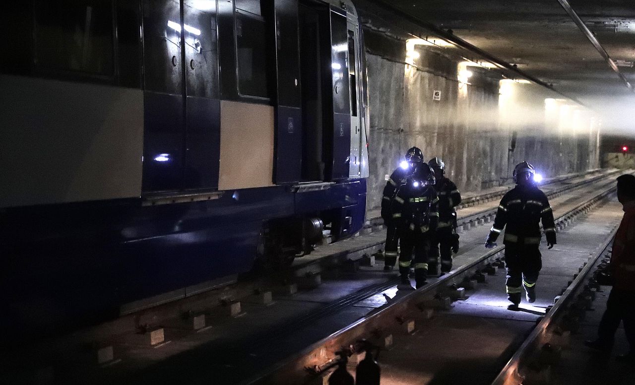 Simulacro de incendios en el Metro de Madrid. 