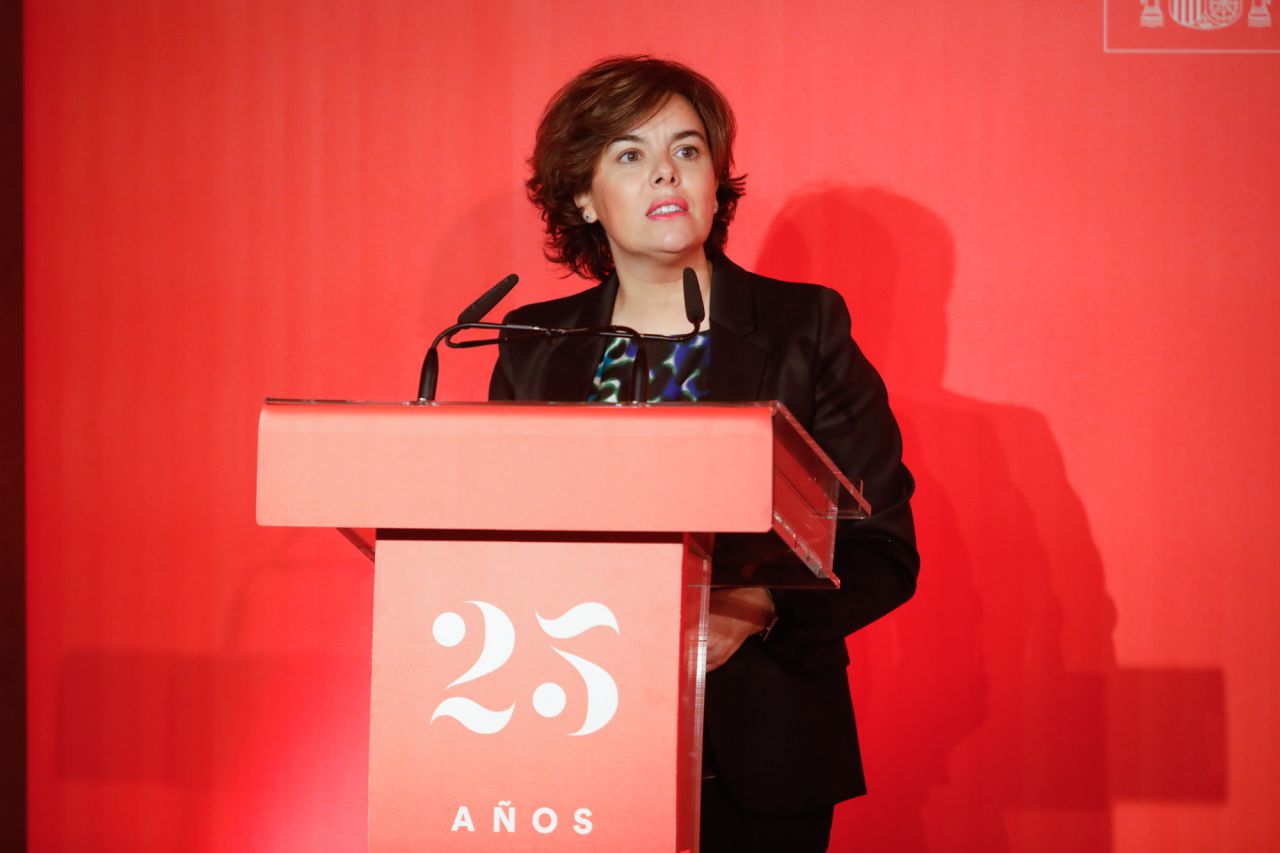 Soraya Sáenz de Santamaría, durante su discurso.