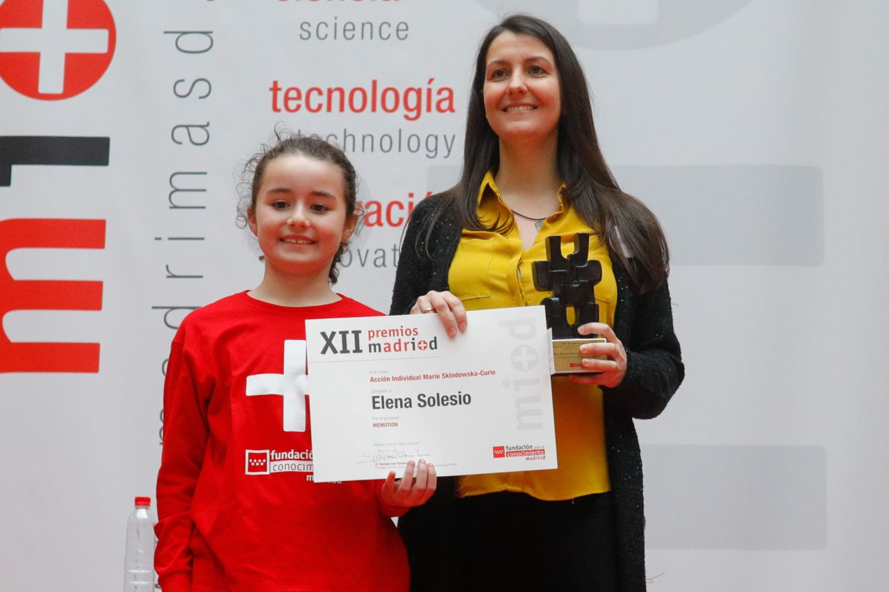 Premio a la mejor acción individual Marie Sklodowska Curie a Elena Solesio por el proyecto 'Memotion'. 