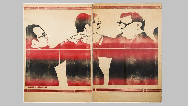 Beatriz González, Zócalo de la comedia, 1983. Serigrafía sobre papel y lienzo. Museo Nacional Centro de Arte Reina Sofía, Madrid.
