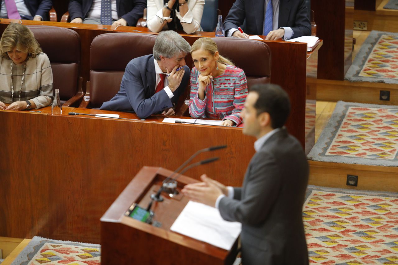 La presidenta de la Comunidad de Madrid, Cristina Cifuentes, comoarece a petición de los grupos de la oposición para que explique las circunstacias de su master en la universidad Rey Juan Carlos.