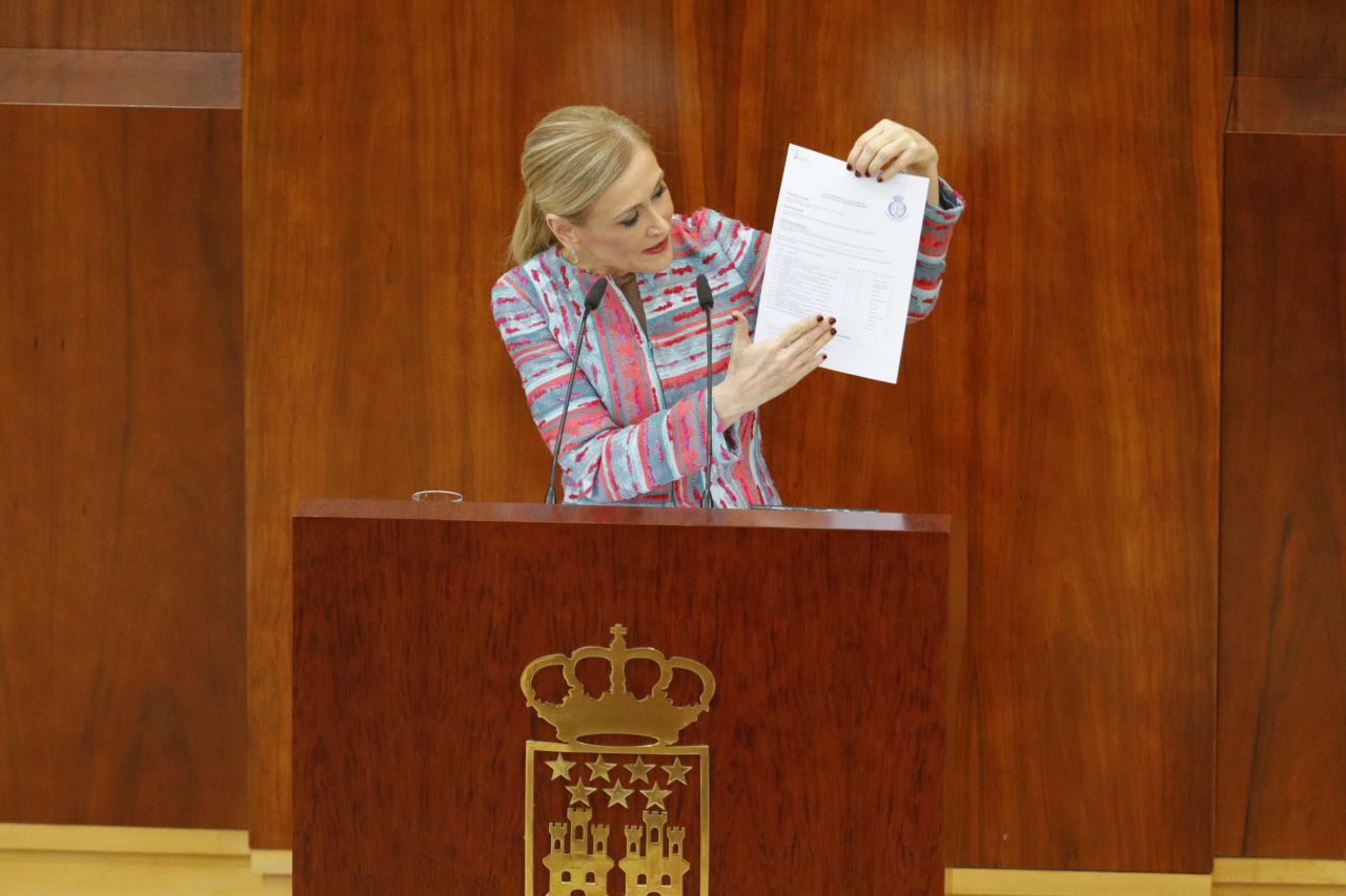 La presidenta de la Comunidad de Madrid, Cristina Cifuentes, comparece a petición de los grupos de la oposición para que explique las circunstancias de su máster en la universidad Rey Juan Carlos.