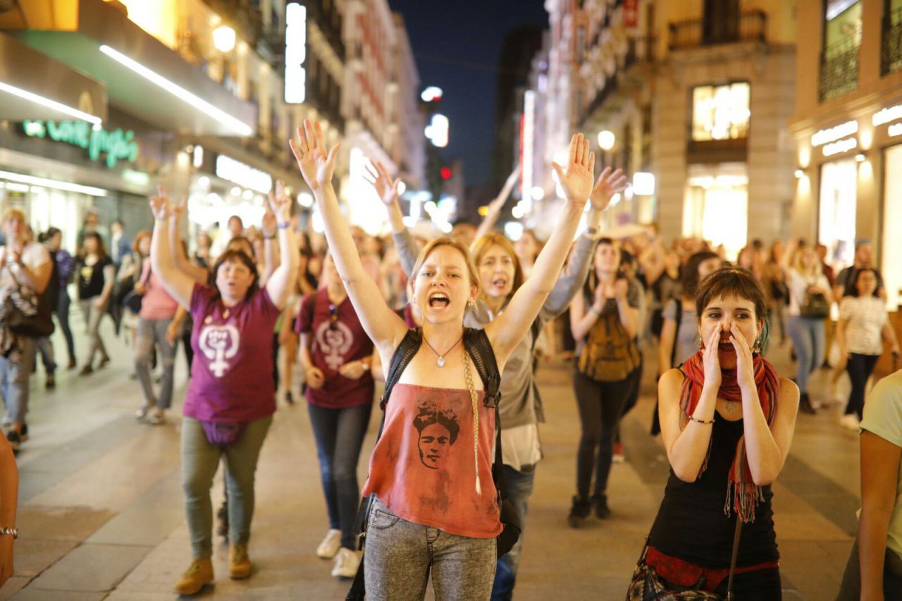 Después de San Bernardo, las manifestantes han recorrido diferentes calles de Madrid, como Preciados.