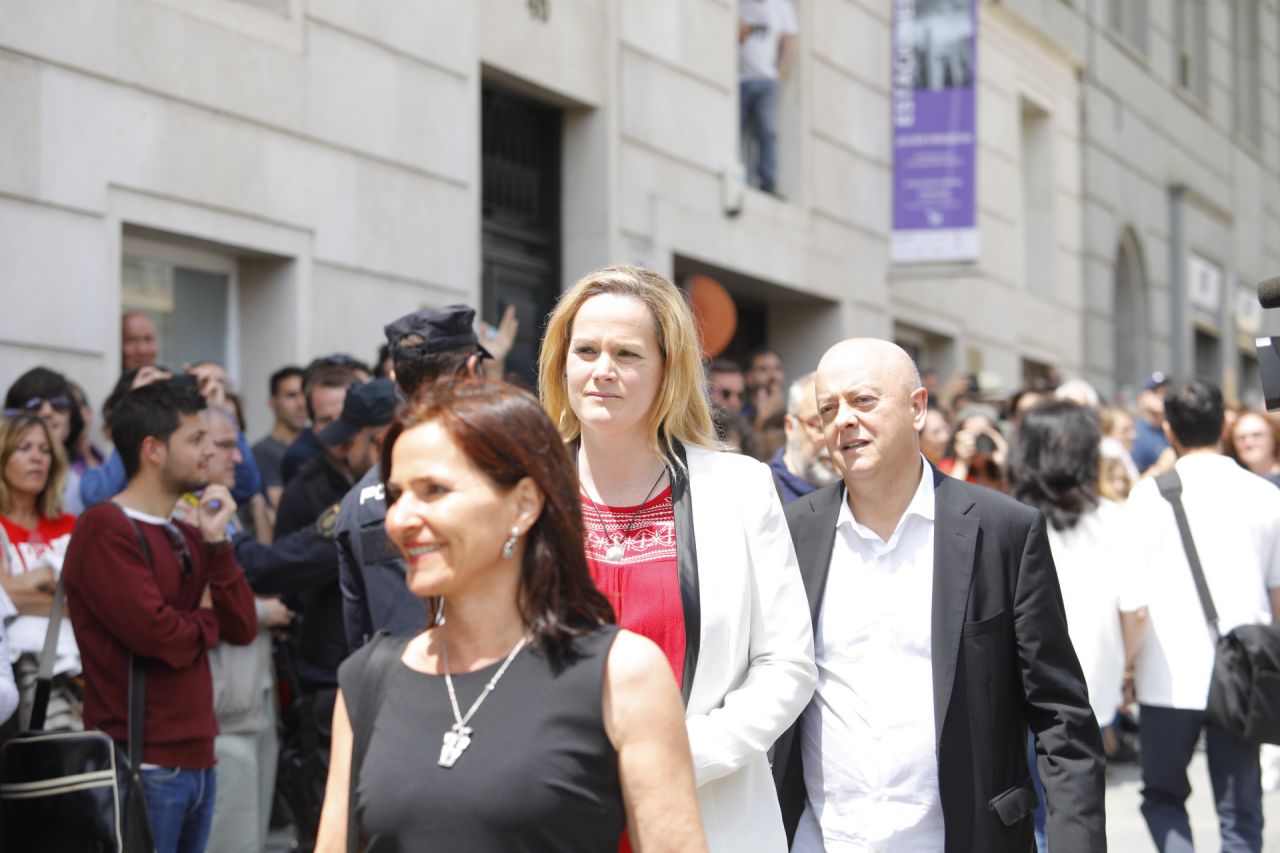Los diputados del PSOE, Adriana Lastra, Zaida Cantera y Odón Elorza.