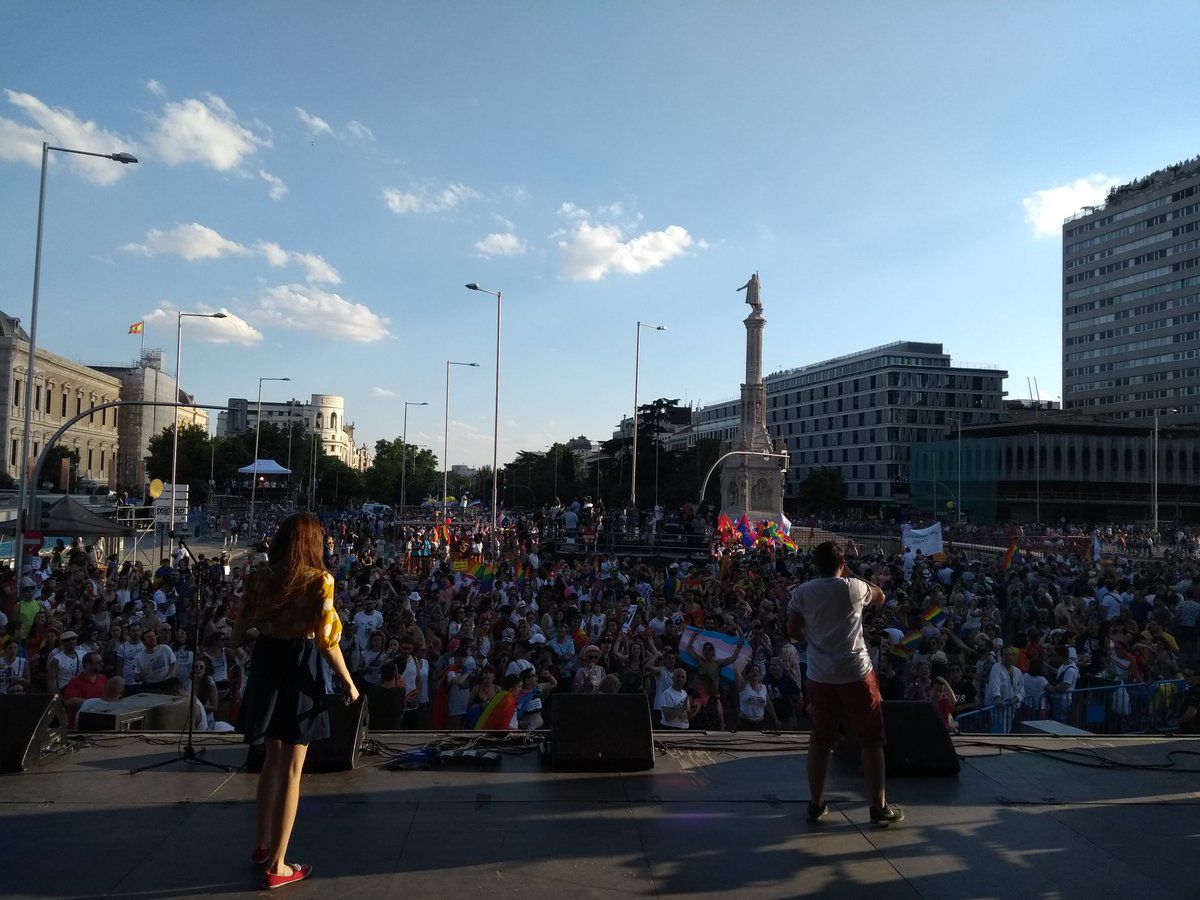 Escenario de Colón donde culmina la marcha del Orgullo 2018.