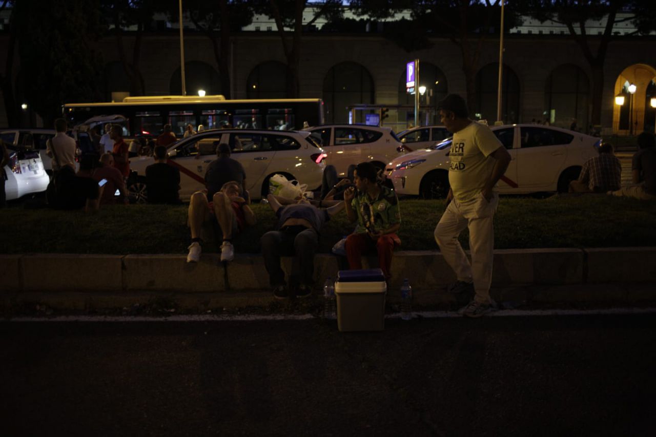 Los taxistas acampan en la Castellana