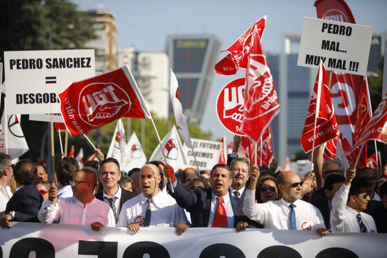 Manifestación de los VTCs en el Paseo de la Castellana.