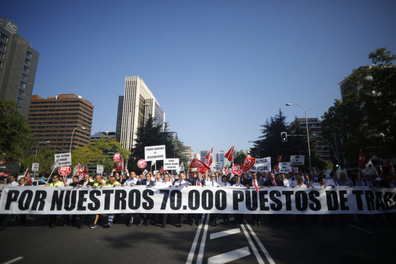Manifestación de los VTCs en el Paseo de la Castellana.
