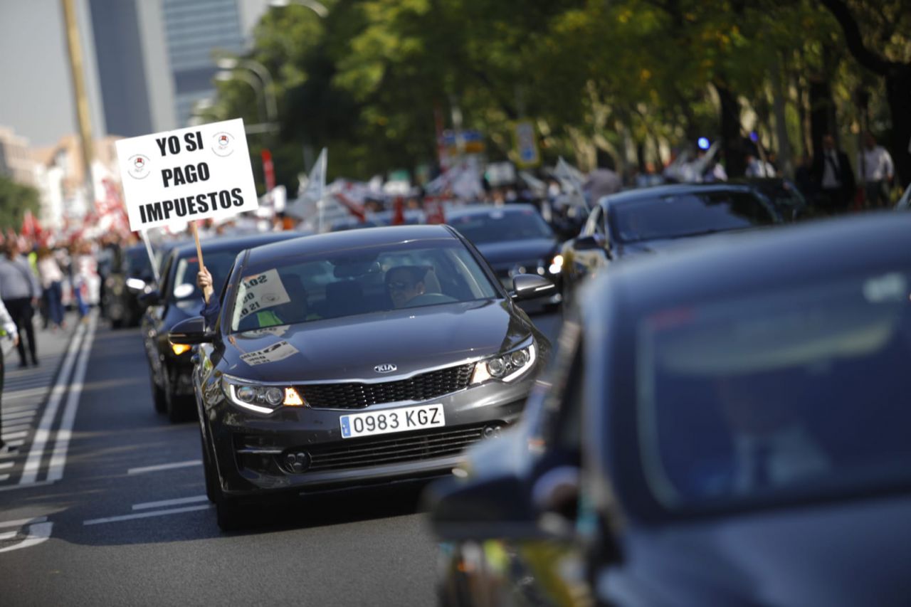 Manifestación de los VTCs en el Paseo de la Castellana.