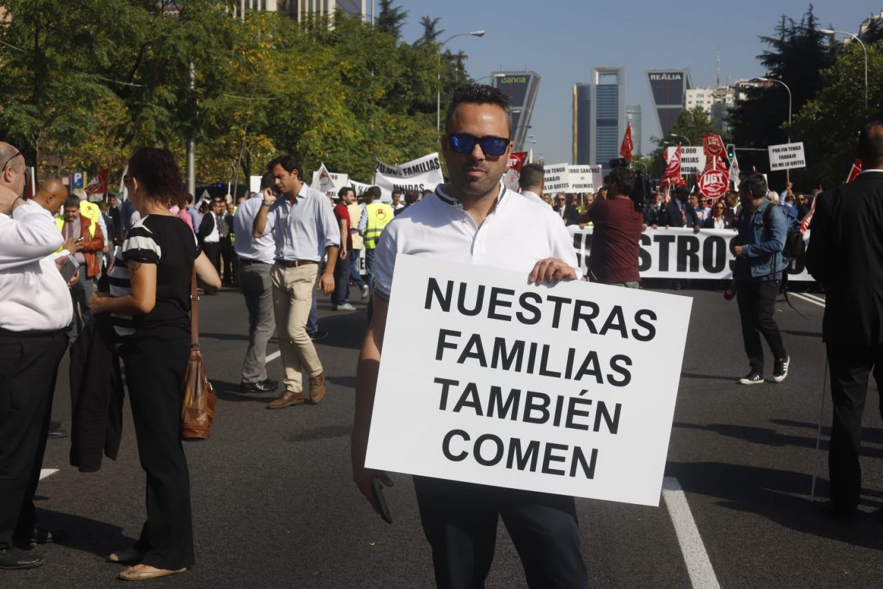 Manifestación de los VTCs en el Paseo de la Castellana. 