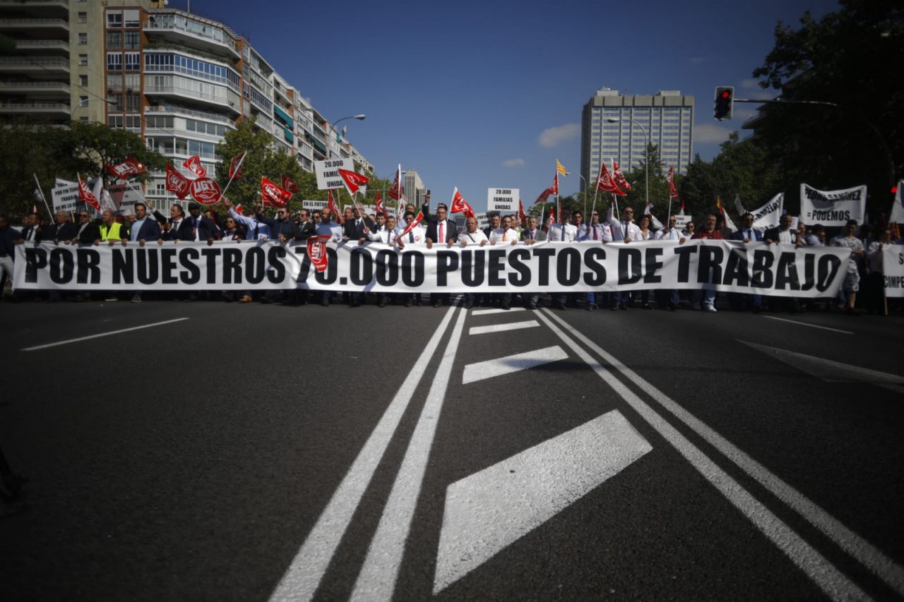 Manifestación de los VTCs en el Paseo de la Castellana.