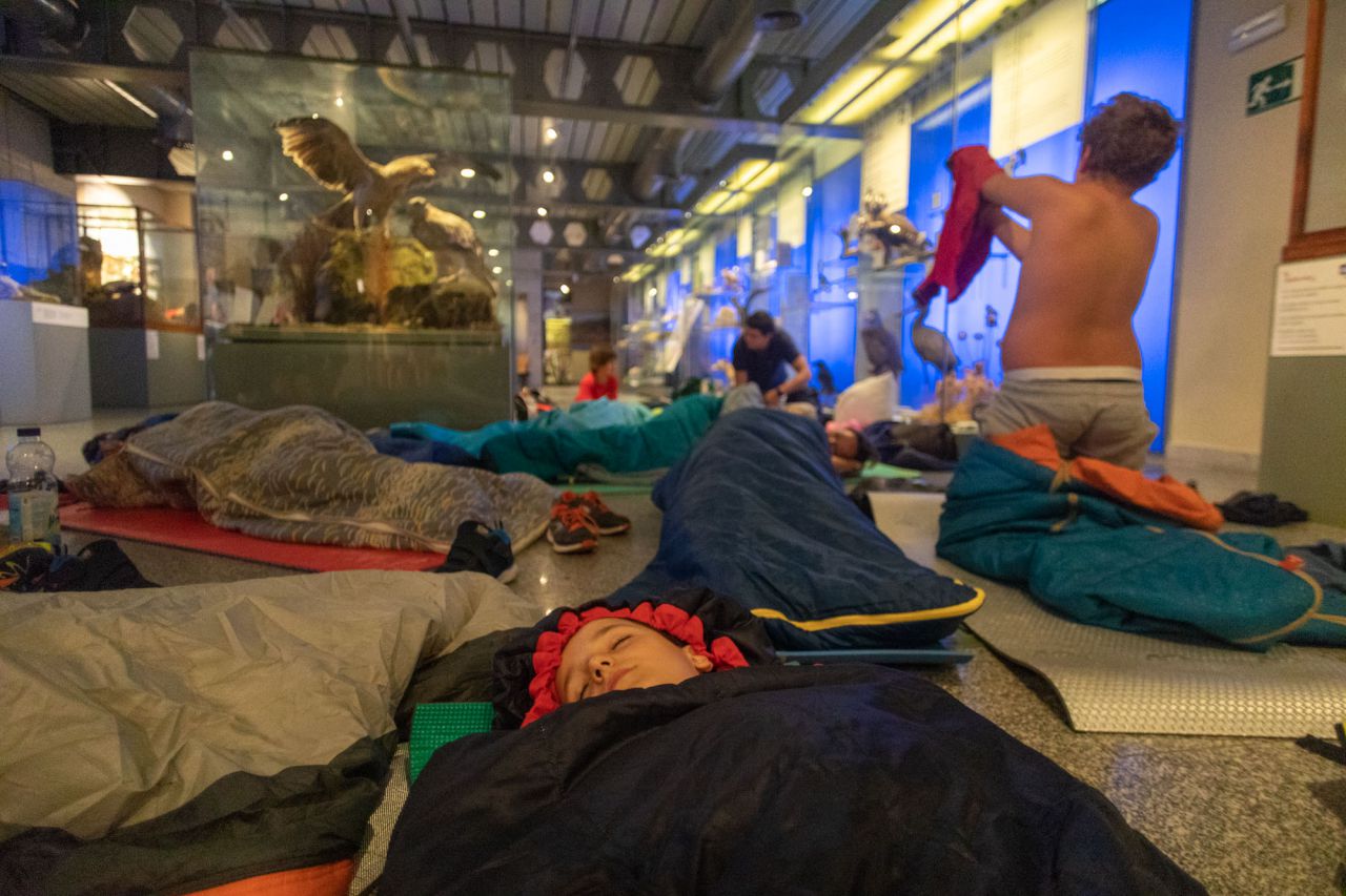 Acampada en el Museo Nacional de Ciencias Naturales.