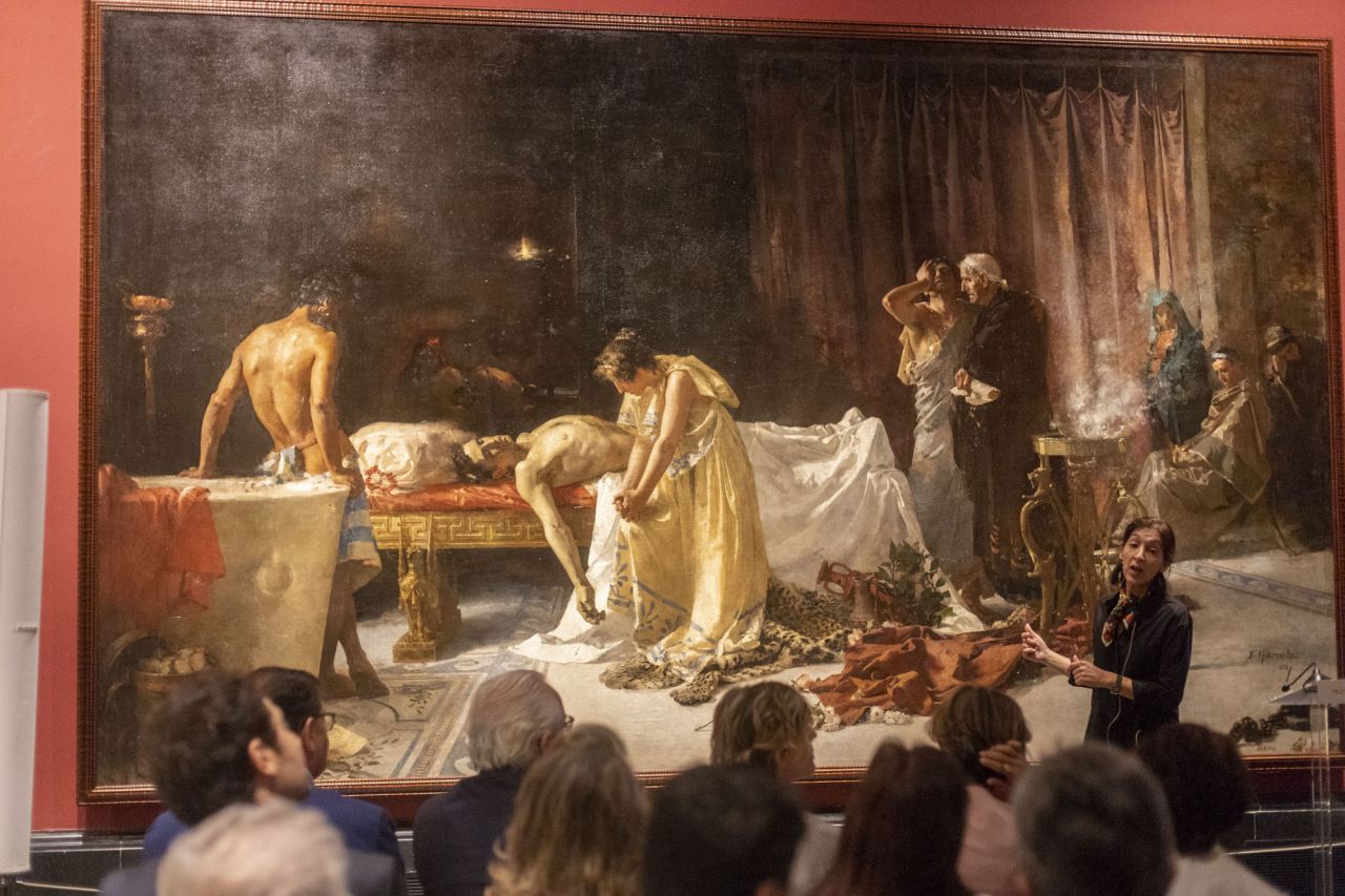 Presentación de la restauración del cuadro 'La muerte de Lucano' de José Garnelo, en el Museo del Prado.