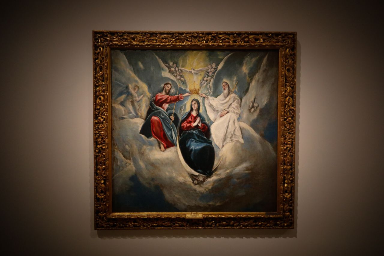 La coronación de la Virgen de El Greco y e taller del Museo Nacional del Prado.