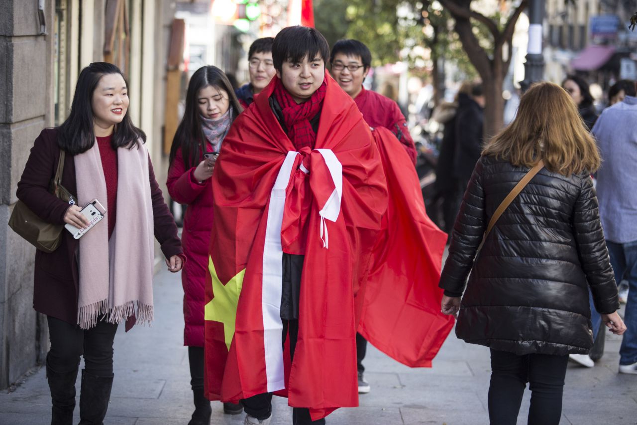 La comunidad china de Madrid se ha volcado con la visita del presidente. 
