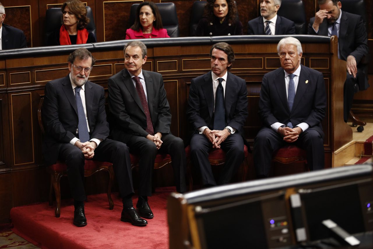 Los expresidentes del Gobierno: Mariano Rajoy, José Luis Rodríguez Zapatero, José María Aznar y Felipe González