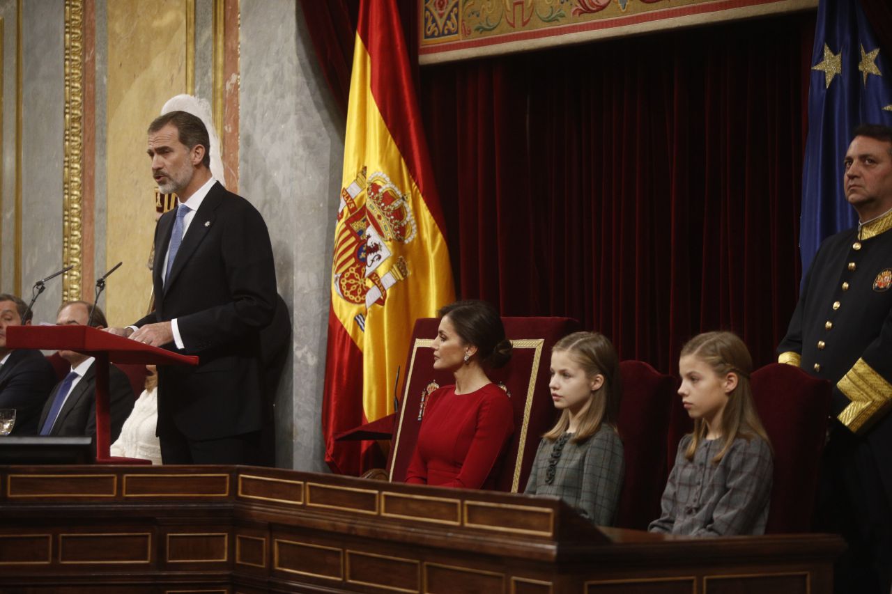 La Familia Real, durante el discurso de Felipe VI