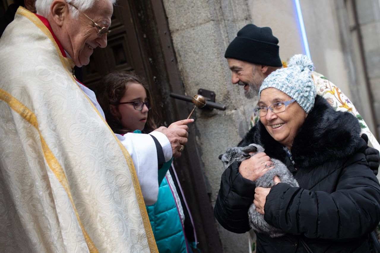 Como cada 17 de enero para celebrar al patrón de los animales, San Antonio Abad, se han congragado a las puertas de la iglesia gestionada por el padre Ángel cientos de madrileños con sus mascotas. Este año el pregón ha corrido a cargo de Eva Amaral y en el mismo ha estado presente la alcaldesa de Madrid, Manuela Carmena.