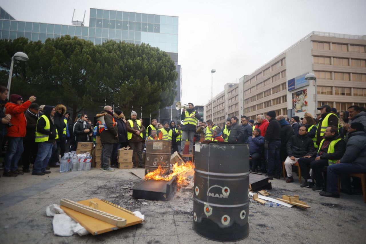 Taxistas concentrados en Ifema.