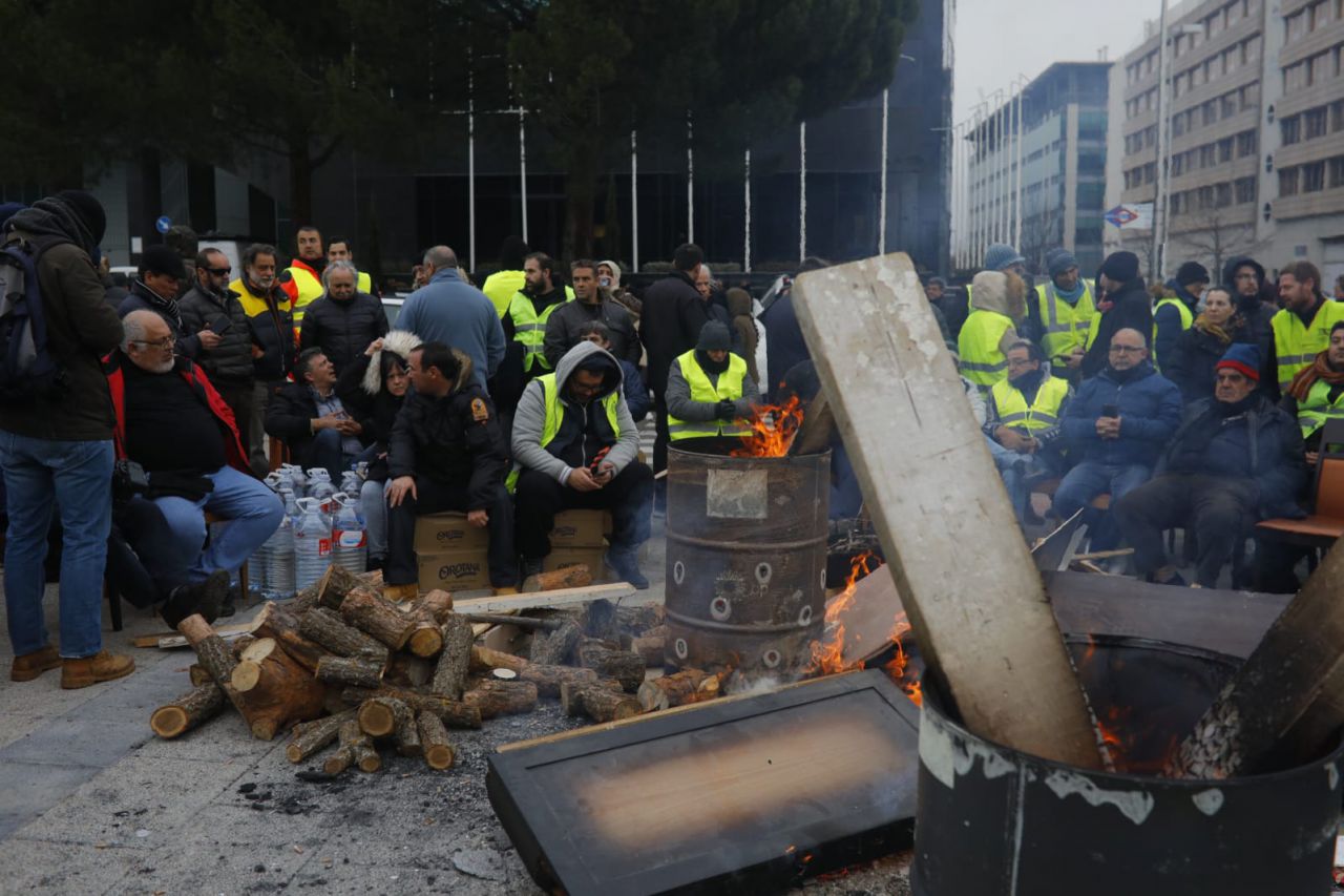 Taxistas concentrados en Ifema.