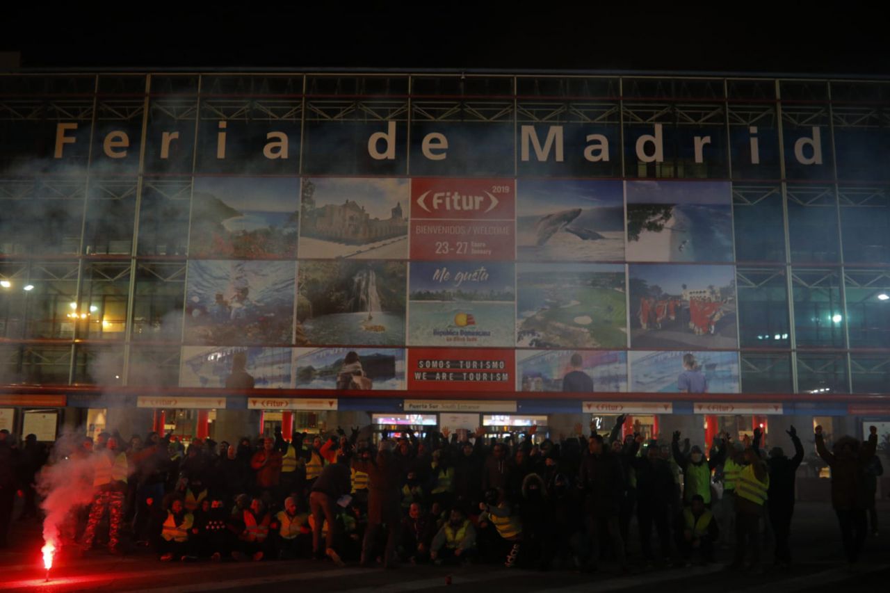 Taxistas concentrados en Ifema.