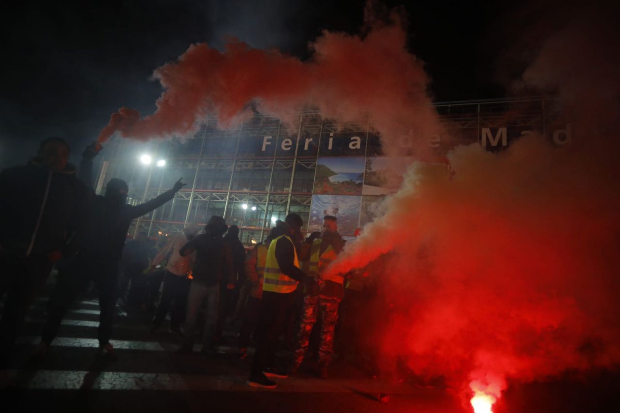 Taxistas concentrados en Ifema.