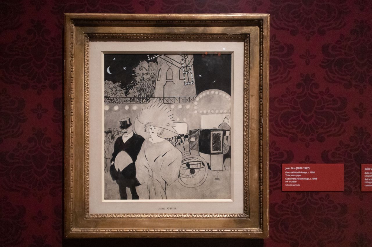 Obra en tinta sobre papel 'Fuera del Moulin Rouge' c. 1908 de Juan Gris