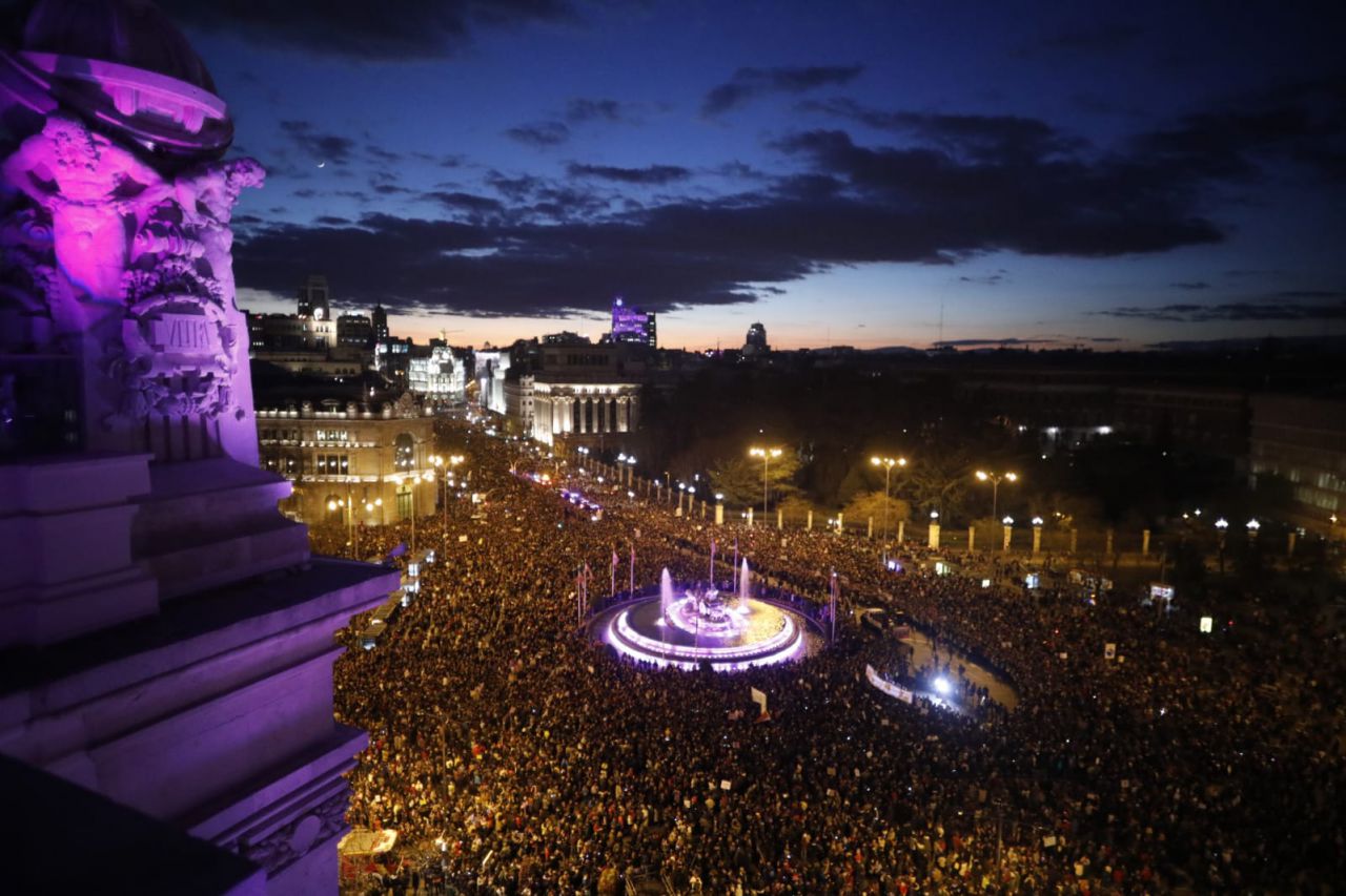 Cibeles, repleta ante la manifestación del 8-M.