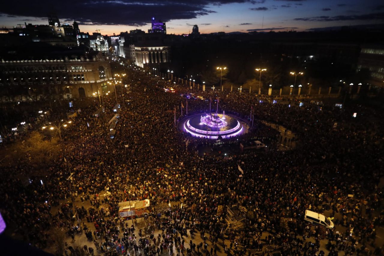 Cibeles, repleta ante la manifestación del 8-M.