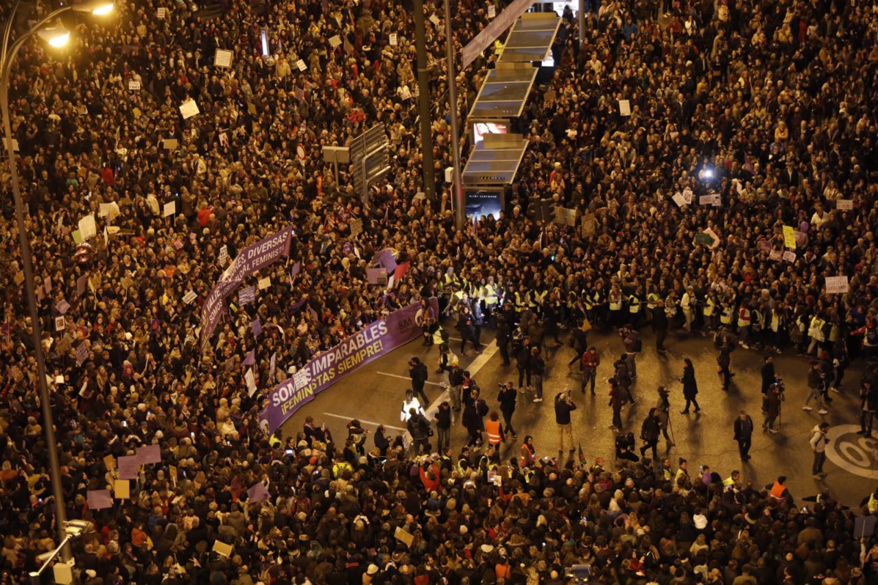 Manifestación feminista en Madrid en conmemoración del Día Internacional de la Mujer.