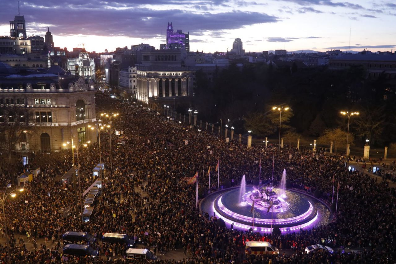 Manifestación feminista en Madrid en conmemoración del Día Internacional de la Mujer.