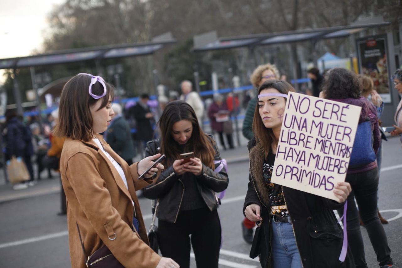 Manifestación feminista en Madrid en conmemoración del Día Internacional de la Mujer.