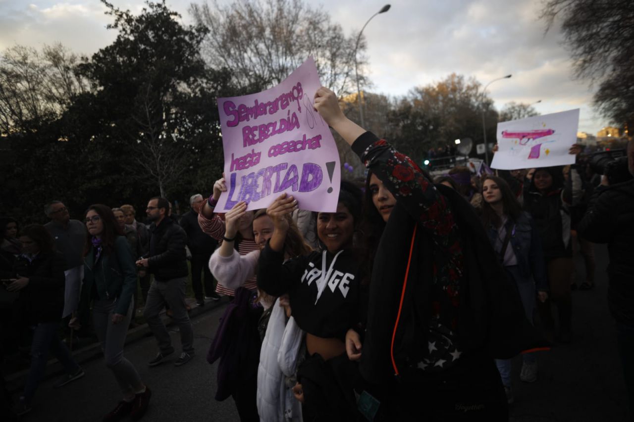 Manifestación feminista en Madrid en conmemoración del Día Internacional de la Mujer.