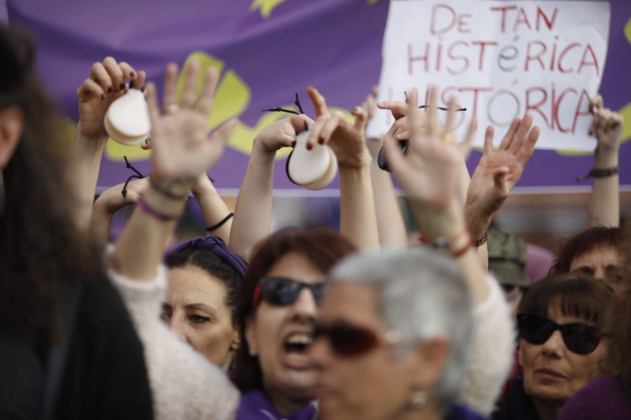Manifestación feminista en Madrid en conmemoración del Día Internacional de la Mujer.