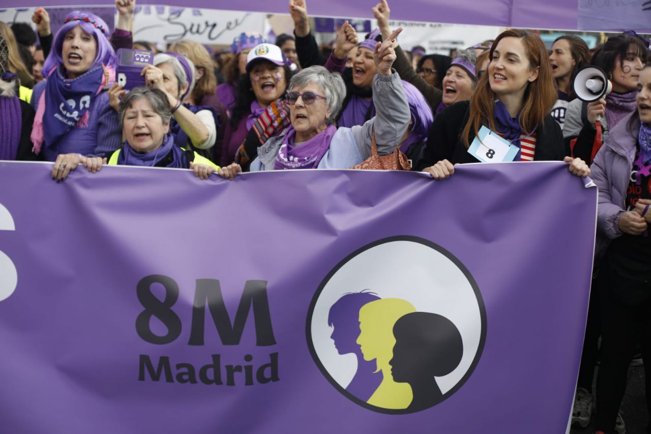 Manifestación feminista en Madrid en conmemoración del Día Internacional de la Mujer.
