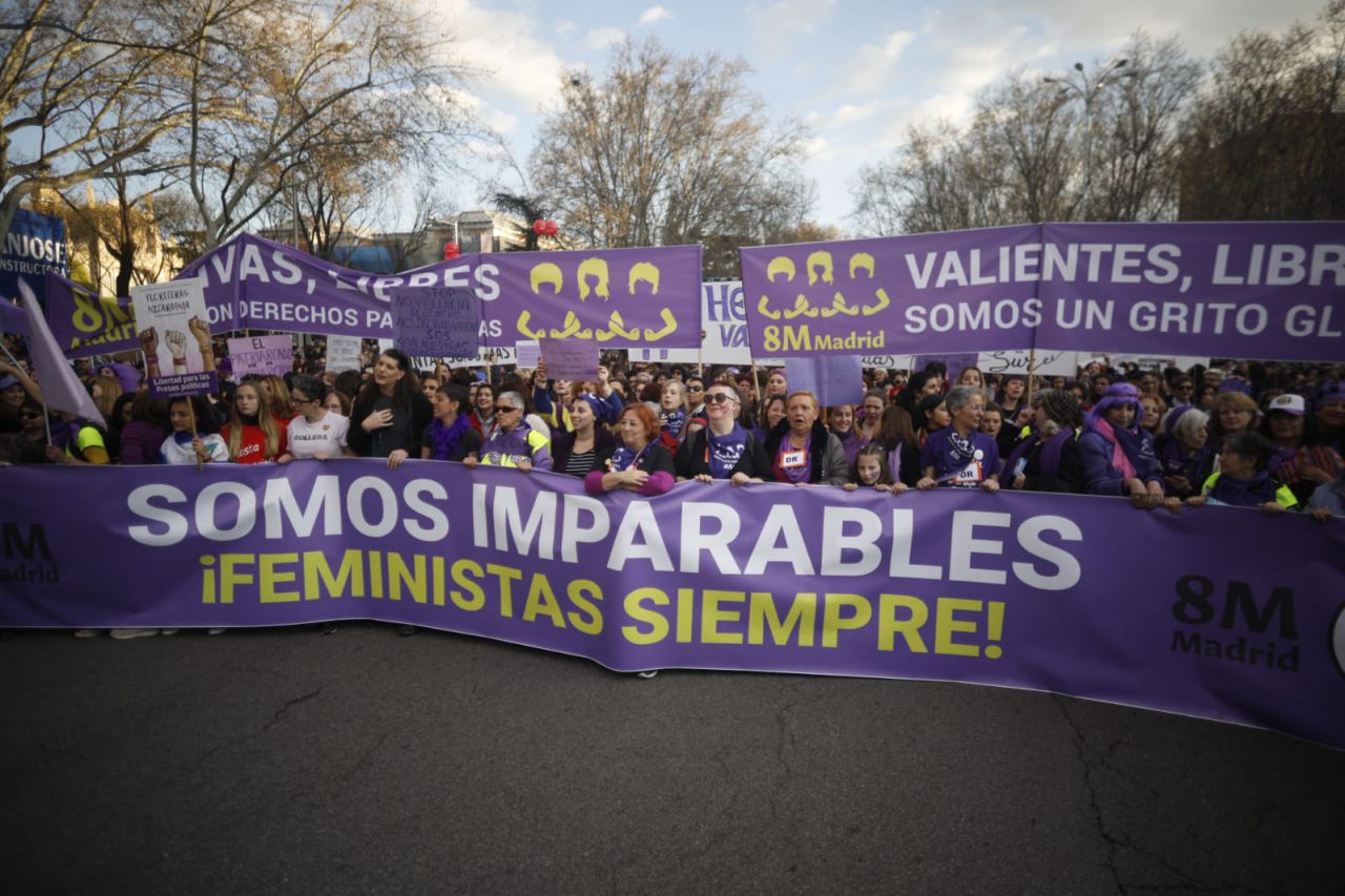 Manifestación feminista en Madrid en conmemoración del Día Internacional de la Mujer.