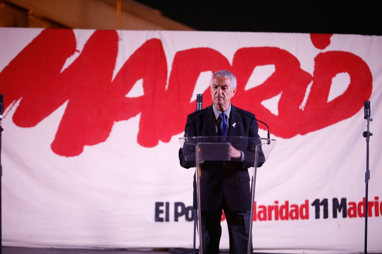 Eulogio Paz Fernández, presidente de la Asociación 11-M Afectados del Terrorismo, en el acto en homenaje a las víctimas de los atentados del 11M en la estación de El Pozo en Vallecas.