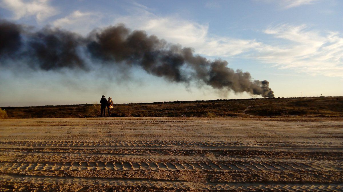 El incendio de Alcorcón, visto desde los Retamares de Pozuelo. 