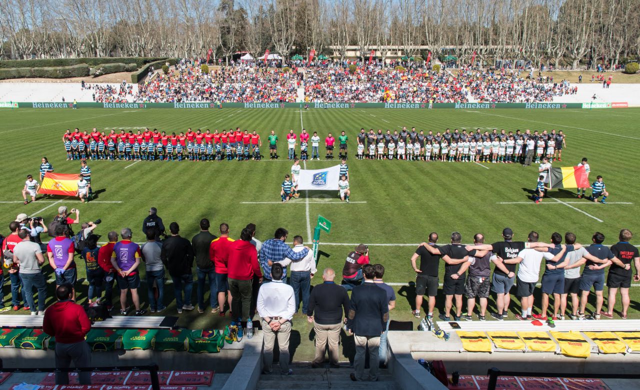 Victoria de España frente a Bélgica en el Campeonato de Europa de Rugby.