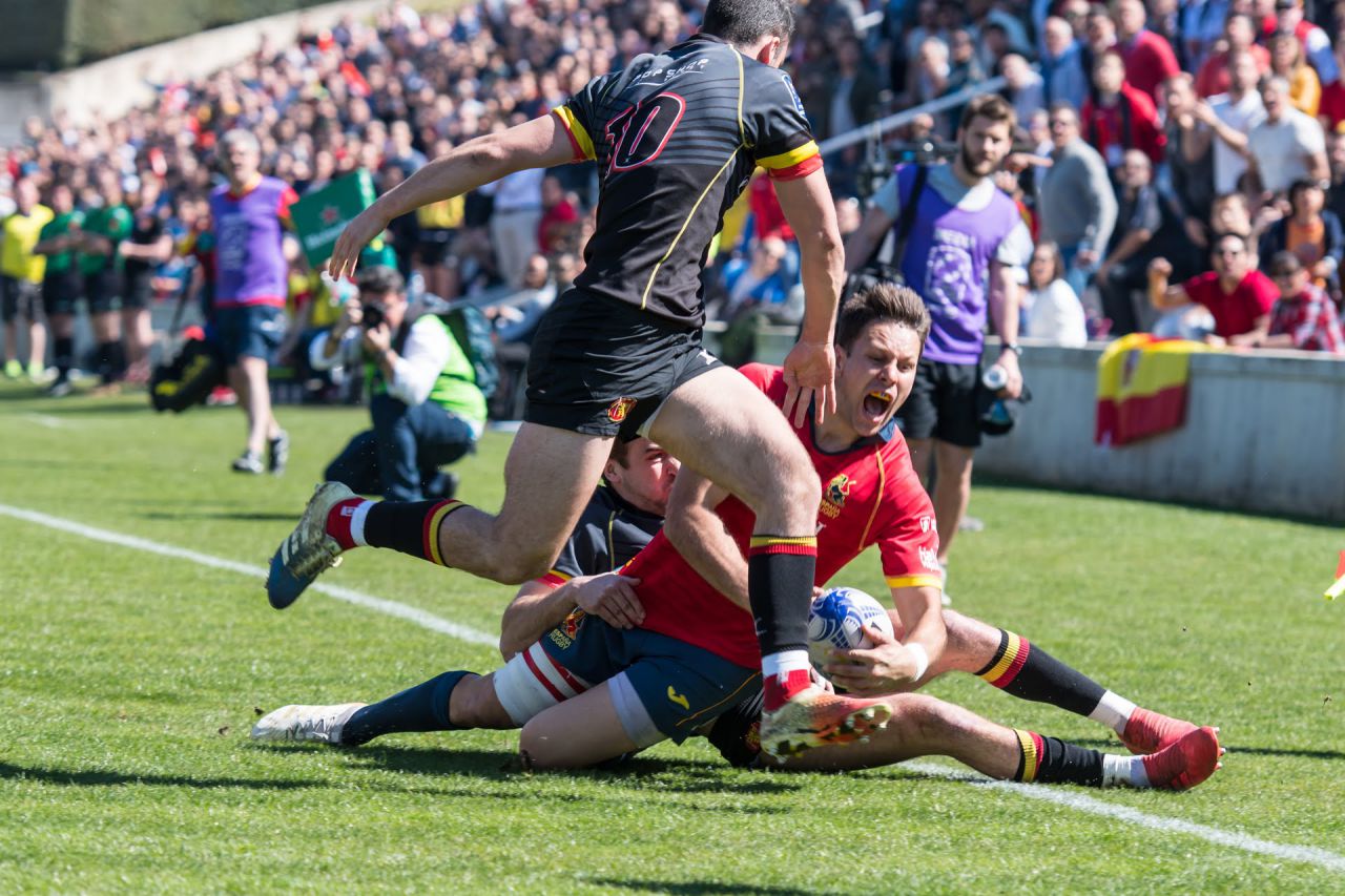 Victoria de España frente a Bélgica en el Campeonato de Europa de Rugby.