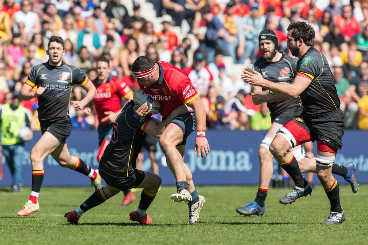 Victoria de España frente a Bélgica en el Campeonato de Europa de Rugby.