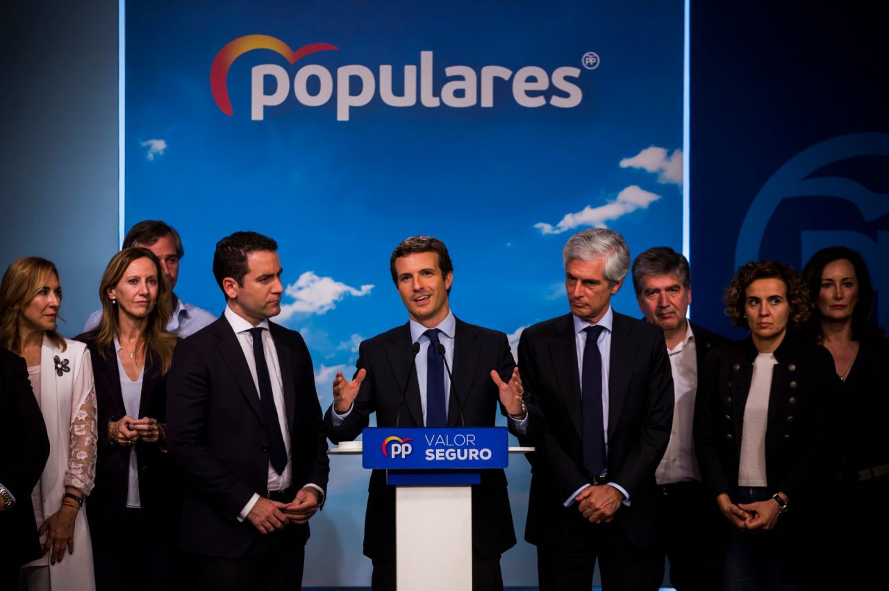 Pablo Casado, en la rueda de prensa posterior a las elecciones