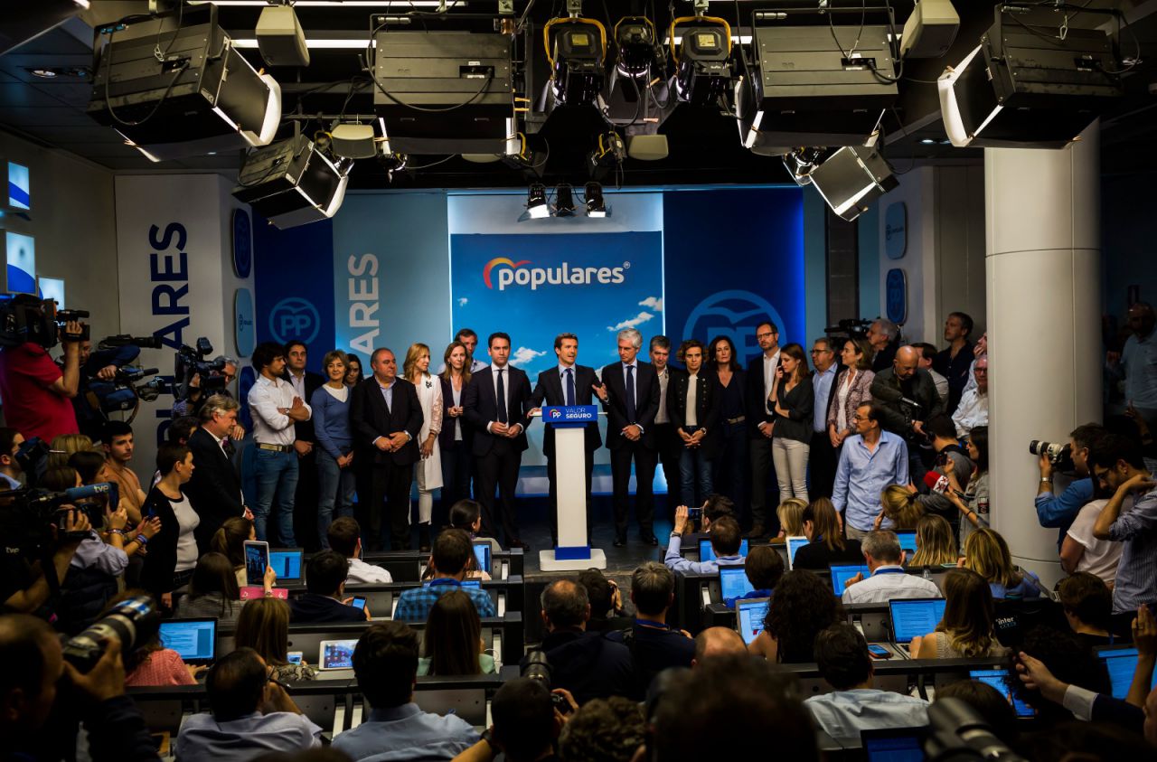 Pablo Casado, en la rueda de prensa posterior a las elecciones