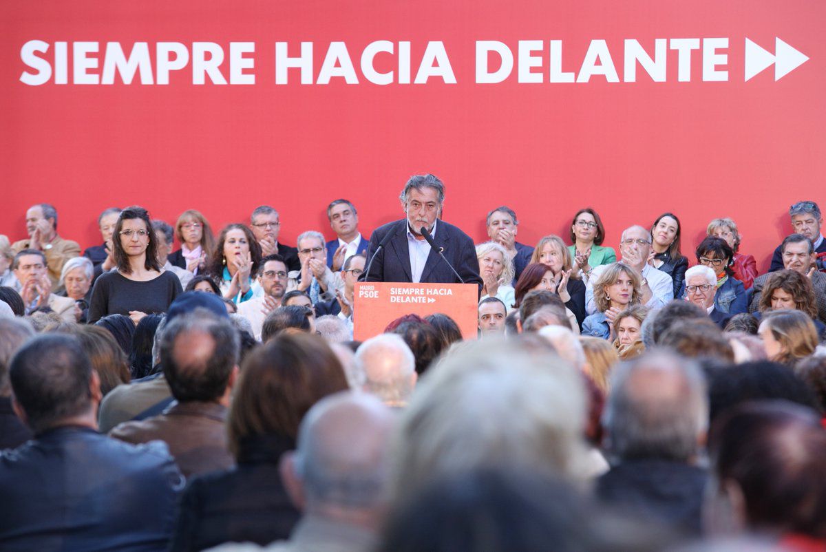 Pepu Hernández, en el acto de Vicálvaro.