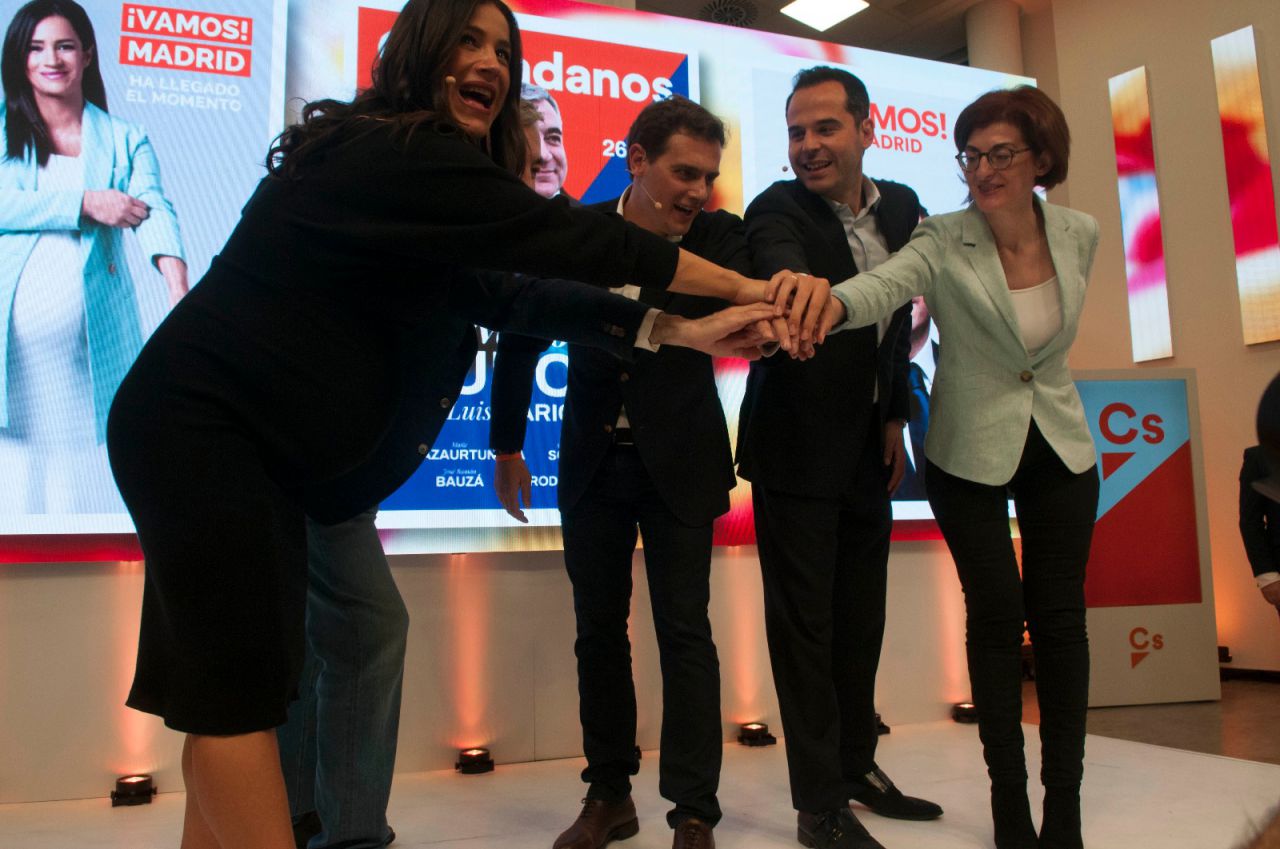 Albert Rivera ha arropado a Begoña Villacís, Ignacio Aguado y Luis Garicano en el acto.