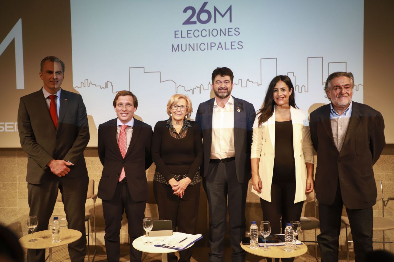 Los seis candidatos a la alcaldía de Madrid en el debate organizado por Prisa 