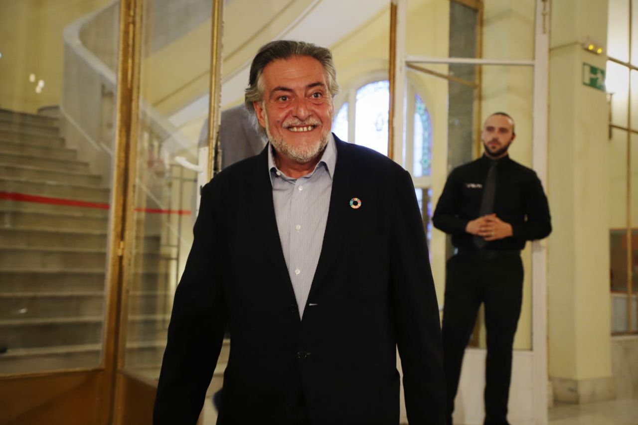 El candidato del PSOE al Ayuntamiento de Madrid, Pepu Hernández, en el Círculo de Bellas Artes.