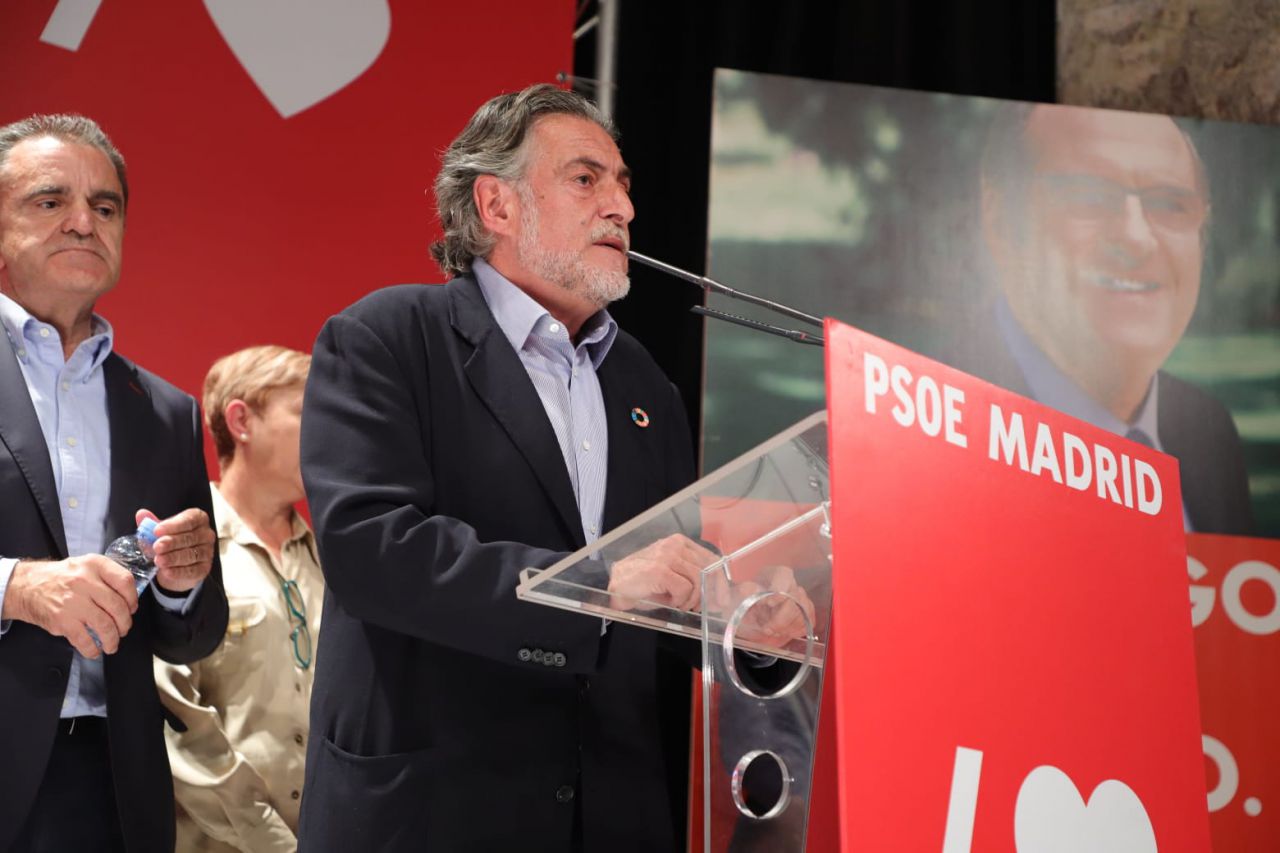 Pepu Hernández, candidato del PSOE a la Alcaldía de Madrid, durante su intervención.