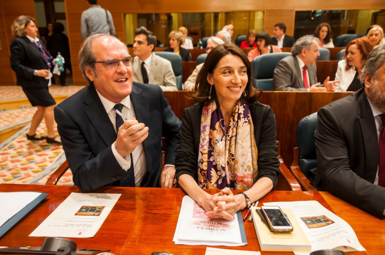 Ángel Gabilondo, sentado junto a su 'número dos', Pilar Llop, que se postulaba a la Presidencia de la Cámara. 