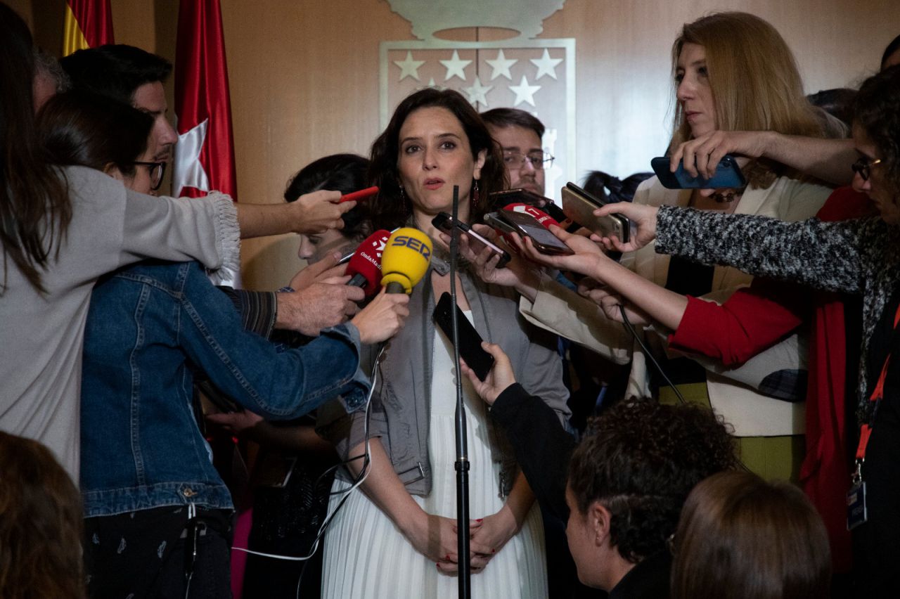 Isabel Díaz Ayuso, a la salida del pleno de constitución de la Asamblea de Madrid.